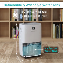 KESNOS JD026N-150 150 Pints Large Dehumidifier 7,500 Sq. Ft. Coverage