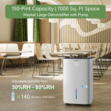Waykar 150 Pints Powerful Basement Dehumidifier, Energy Star Most Efficient with Pump Option, Tank and Hose Drain