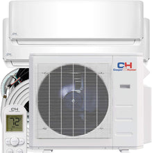 Cooper & Hunter Dual 2 Zone 12,000 30,000 BTU Ductless Mini Split AC/Heating System, Pre-Charged, Heat Pump, 22.5 SEER, Including 25ft Copper Line Set and Communication Wires
