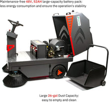 SANITMAX SM1250+ 49" Ride-on Industrial Floor Sweeper, 69000 Sqft/h, 3.5 hr Fast Charging Lithium Battery