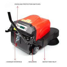 SANITMAX SM1050B 41.3" Battery Powered Walk-behind Floor Sweeper with Water Sprinklers, Triple Brushes