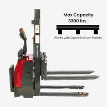 SUNMAX PS3300FE-2M Full-Electric Pallet Stacker, 3300 lbs Capacity, 78" Lifting Height for Open-bottom Pallets