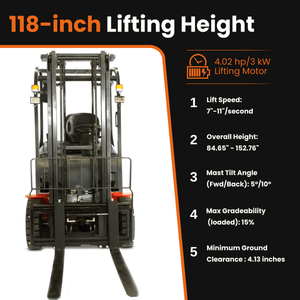 SUNMAX A-20 Electric Forklift – 4400 lbs Capacity, 118" Lift Height, Compact & Powerful for Warehouse Operations