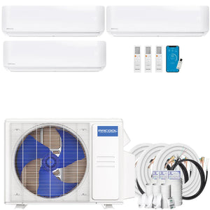 MRCOOL DIY Mini Split - 36,000 BTU 3 Zone Ductless Air Conditioner and Heat Pump with 16 ft., 25 ft. and 25 ft. Install Kit, DIYM336HPW06C07