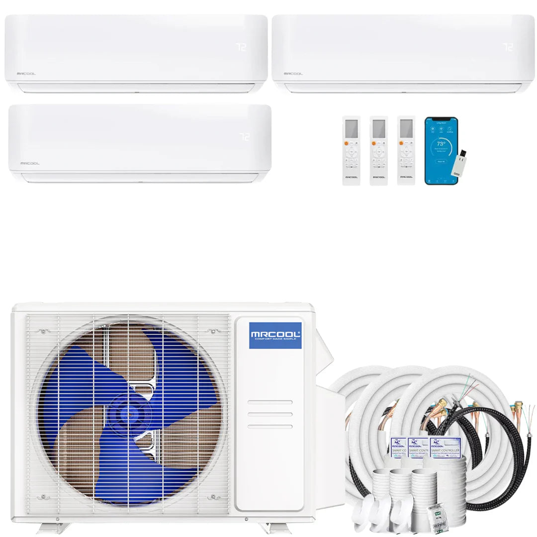 MRCOOL DIY Mini Split - 36,000 BTU 3 Zone Ductless Air Conditioner and Heat Pump with 16 ft., 25 ft. and 25 ft. Install Kit, DIYM336HPW06C07