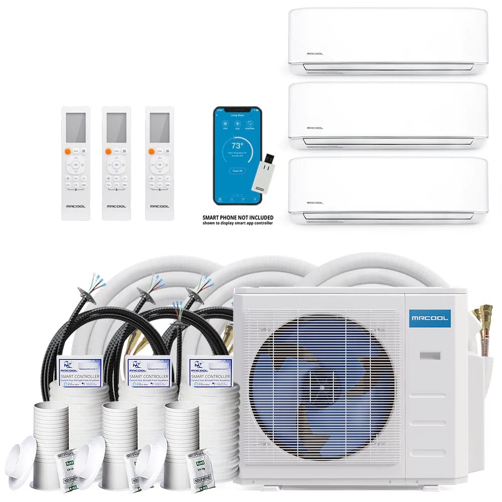 MRCOOL DIY Mini Split - 33,000 BTU 2 Zone Ductless Air Conditioner and Heat Pump with 16 ft and 25 ft. Install Kit, DIYM236HPW00C07