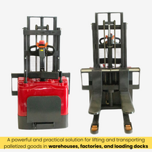 SUNMAX PS3300FE-2M Full-Electric Pallet Stacker, 3300 lbs Capacity, 78" Lifting Height for Open-bottom Pallets