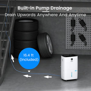 Yaufey JD026R-150PM 150 Pints Energy Star Dehumidifier with Pump for Basement, Home and Room up to 7000 Sq. Ft., With Drain Hose, Timer, Intelligent Humidity Control and Large Water Tank
