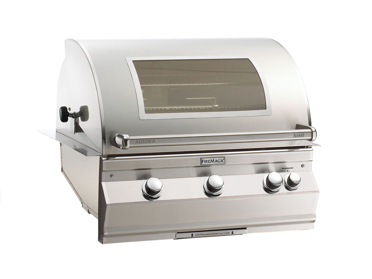 Fire Magic A660I-8EAN-W Aurora A660i 30-Inch Built-In Gas Grill With Rotisserie, Analog Thermometer and Magic View Window, Natural Gas