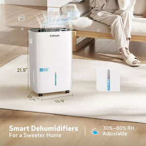 Fehom JD025L-80 80 Pint Energy Star Smart Dehumidifier with Auto Swing and Defrosting for Basements or Wet Spaces