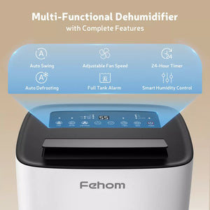 Fehom JD026L-150PM 150 Pint Energy Star Smart Dehumidifier with Pump, Auto Swing and Defrosting for Basements or Wet Spaces (Copy)