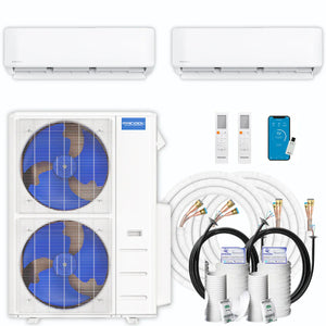 MRCOOL DIY Mini Split - 42,000 BTU 2 Zone Ductless Air Conditioner and Heat Pump with 25 ft. Install Kit, DIYM248HPW00C08