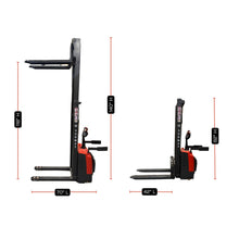 SUNMAX PS3300FE-3M Electric Pallet Stacker, 3300 lbs Capacity, 118" Lifting Height, Works with Open-bottom Pallets