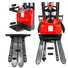 SUNMAX PS3300FE-3M Electric Pallet Stacker, 3300 lbs Capacity, 118" Lifting Height, Works with Open-bottom Pallets