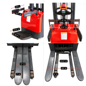 SUNMAX PS3300FE-3M Electric Pallet Stacker, 3300 lbs Capacity, 118" Lifting Height, Works with Open-bottom Pallets