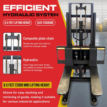 SUNMAX PS3300SE-2M Semi-Electric Pallet Stacker, 3300 lbs Capacity, 78" Lifting Height