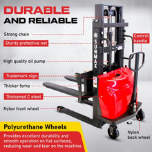 SUNMAX PS3300SE-2M Semi-Electric Pallet Stacker, 3300 lbs Capacity, 78" Lifting Height