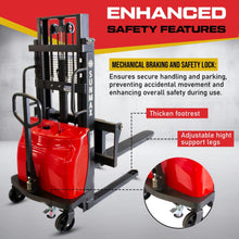 SUNMAX PS3300SE-2M Semi-Electric Pallet Stacker, 3300 lbs Capacity, 78" Lifting Height