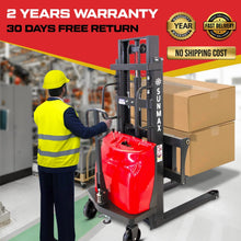 SUNMAX PS3300SE-2M Semi-Electric Pallet Stacker, 3300 lbs Capacity, 78" Lifting Height
