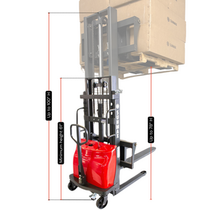 SUNMAX PS3300SE-2M Semi-Electric Pallet Stacker, 3300 lbs Capacity, 78" Lifting Height