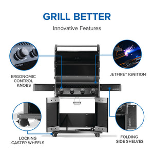 Napoleon Rogue 525 Black Propane Gas Grill with Stainless Steel Grids