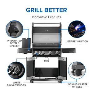 Napoleon Rogue PRO 525 Black Propane Gas Grill with Infrared Side Burner