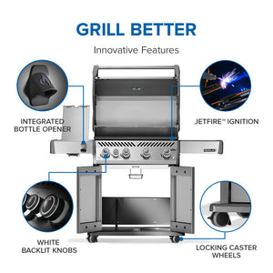 Napoleon Rogue PRO 525 Stainless Steel Propane Gas Grill with Infrared Side Burner