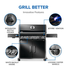Napoleon Rogue PRO 625 Black Propane Gas Grill with Infrared Side Burner