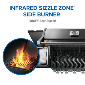 Napoleon Rogue PRO 625 Black Propane Gas Grill with Infrared Side Burner