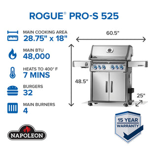 Napoleon Rogue PRO-S 525 RSIB Propane with Infrared Side and Rear Burner (Copy)