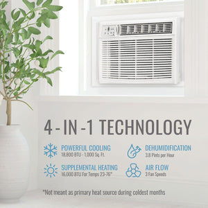 Keystone 18,000 BTU Heat/Cool Window Air Conditioner, R32