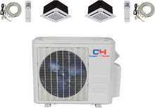 Dual 2 Zone Ductless Mini Split Ceiling Cassette Air Conditioner Heat Pump 9000 9000