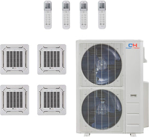 COOPER AND HUNTER Quad 4 Zone Ductless Mini Split Air Conditioner Ceiling Cassette Heat Pump 12k 12k 12k 24k