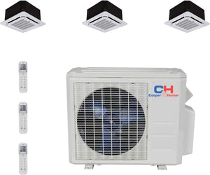 COOPER AND HUNTER Tri 3 Zone Ductless Mini Split Air Conditioner Ceiling Cassette Heat Pump 12000 18000 24000