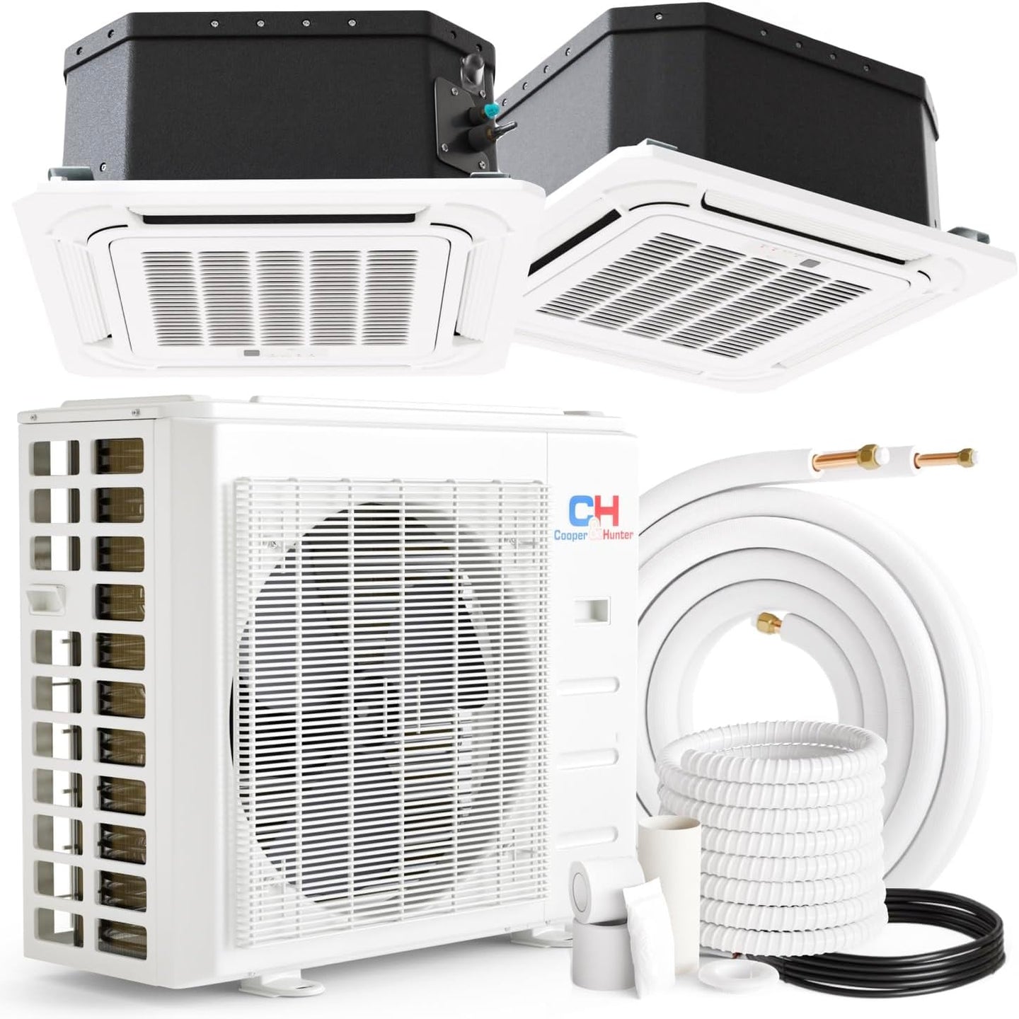 Dual 2 Zone 9000 12000 Ductless Mini Split Ceiling Cassette Air Conditioner Heat Pump Multi Sophia Series