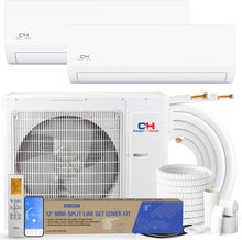 Cooper & Hunter 18,000 BTU Dual 2 Zone 9,000 + 9,000 BTU Mini Split AC/Heating Wall Mount System Including Installation Kits, Smart Kit, and Line Set Covers