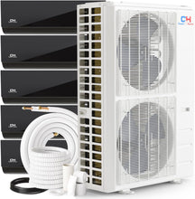 Cooper & Hunter 48,000 BTU Olivia Series, Midnight Edition, Five Zone 6000 + 6000 + 6000 + 6000 + 24000 BTU Wall Mount Air Handlers Ductless Mini Split A/C and Heater Including Installation Kits