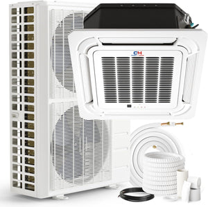 Cooper & Hunter 48,000 BTU Ceiling Cassette Ductless Mini Split AC/Heating System with Wall Thermostat and Installation Kit