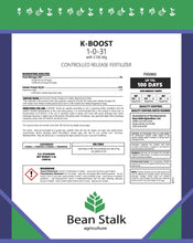 Bean Stalk K-BOOST controlled release fertilizer to boost potassium - 1 lb pouch - Case of 20