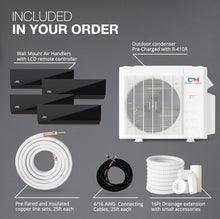 Cooper & Hunter 36,000 BTU Olivia Series, Midnight Edition, Four Zone 6000 + 6000 + 6000 + 6000 BTU Wall Mount Air Handlers Ductless Mini Split A/C and Heater Including Installation Kits