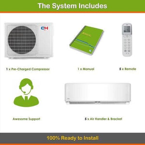 Five 5 Zone Mini Split Ductless Air Conditioner Heat Pump 9000 9000 9000 12000 12000 Multi