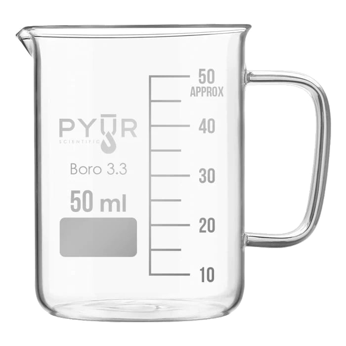 Pyur Scientific Glass Beaker Low Form with Spout and Graduations with Handle