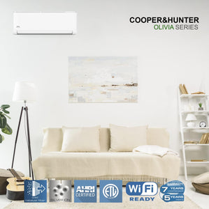 Cooper & Hunter OLIVIA Series 55,000 BTU 20.5 SEER (4) Four Zone 6000 6000 6000 36000 BTU Multi Zone Ductless Mini Split Air Conditioner and Heater Full Set with 25ft Installation Kits