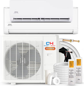 Cooper & Hunter Hyper Heat 28,000 BTU Dual Zone 12000 + 18000 BTU Wall Mount Ductless Mini Split Air Conditioner and Heater Full Set with 25ft Installation Kits