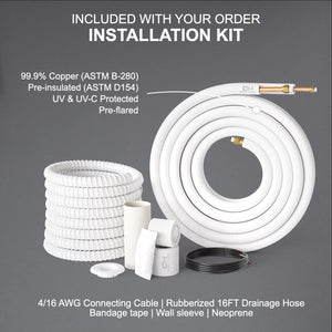 Cooper & Hunter 18,000 BTU Dual Zone Mini Split AC/Heating System 6,000 + 12,000 BTU, 22.9 SEER2, Wall Mount Ductless Air to Air Inverter Including Installation Kits