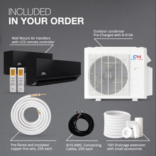 Cooper & Hunter 18,000 BTU Olivia Series, Midnight Edition, Dual Zone Compressor with 9000 + 12000 BTU Wall Mount Air Handlers Ductless Mini Split A/C and Heater Including Installation Kits