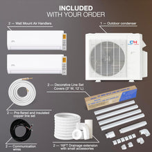 Cooper & Hunter 18,000 BTU Dual 2 Zone 9,000 + 9,000 BTU Mini Split AC/Heating Wall Mount System Including Installation Kits, Smart Kit, and Line Set Covers