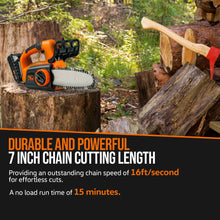 SuperHandy Chainsaw Mini 8-Inch Cordless Electric 20V 2.0Ah Lightweight Wood Tree Cutting Forestry Landscaping