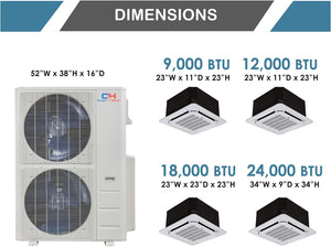 COOPER AND HUNTER Five 5 Zone Ductless Mini Split Air Conditioner Ceiling Cassette Heat Pump 9k 9k 9k 9k 9k