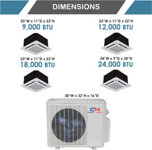 Tri 3 Zone Ductless Mini Split Ceiling Cassette Air Conditioner Heat Pump 9000 9000 9000